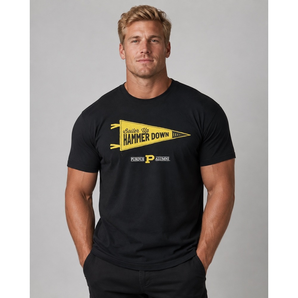 Purdue Alumni Boiler Up Hammer Down T-Shirt Gildan Ultra Cotton 2XL Black